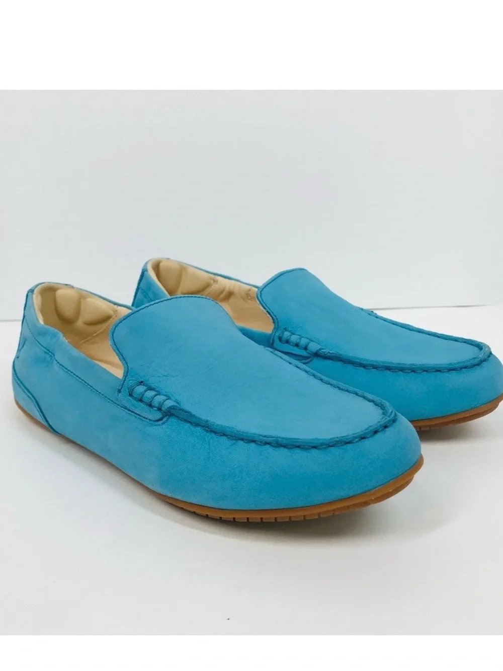 Men's Teal Leather Driving Loafers